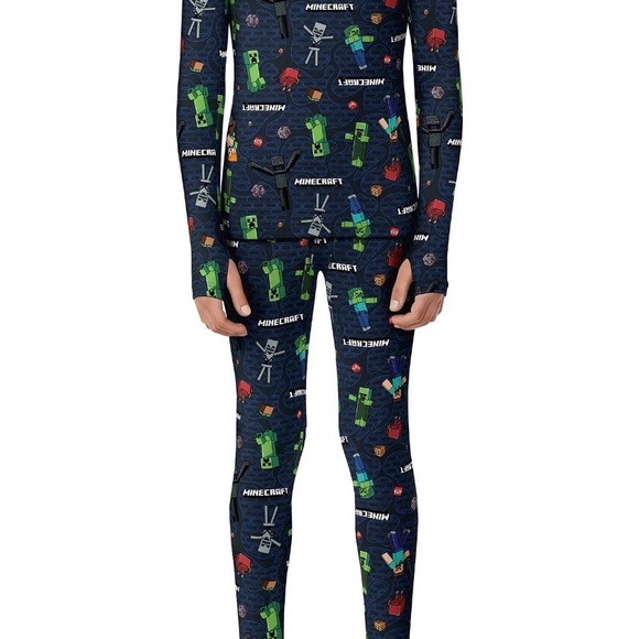 Climateright By Cuddl Duds Minecraft Boys Thermal Set, Size L - Picture 6 of 7
